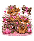 3 Highland Cow Breast Cancer T-Shirt