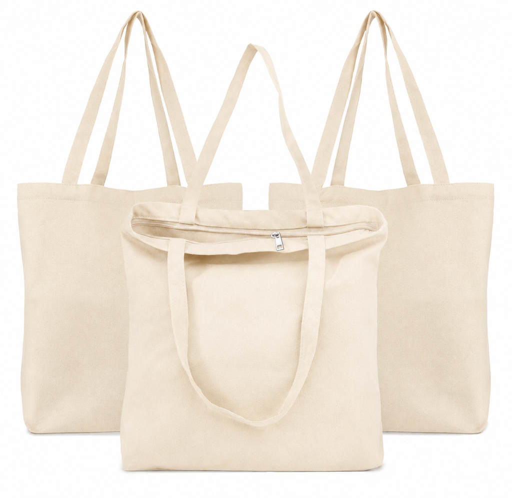 16X15 Natural Cotton Tote Light Weight with Zipper