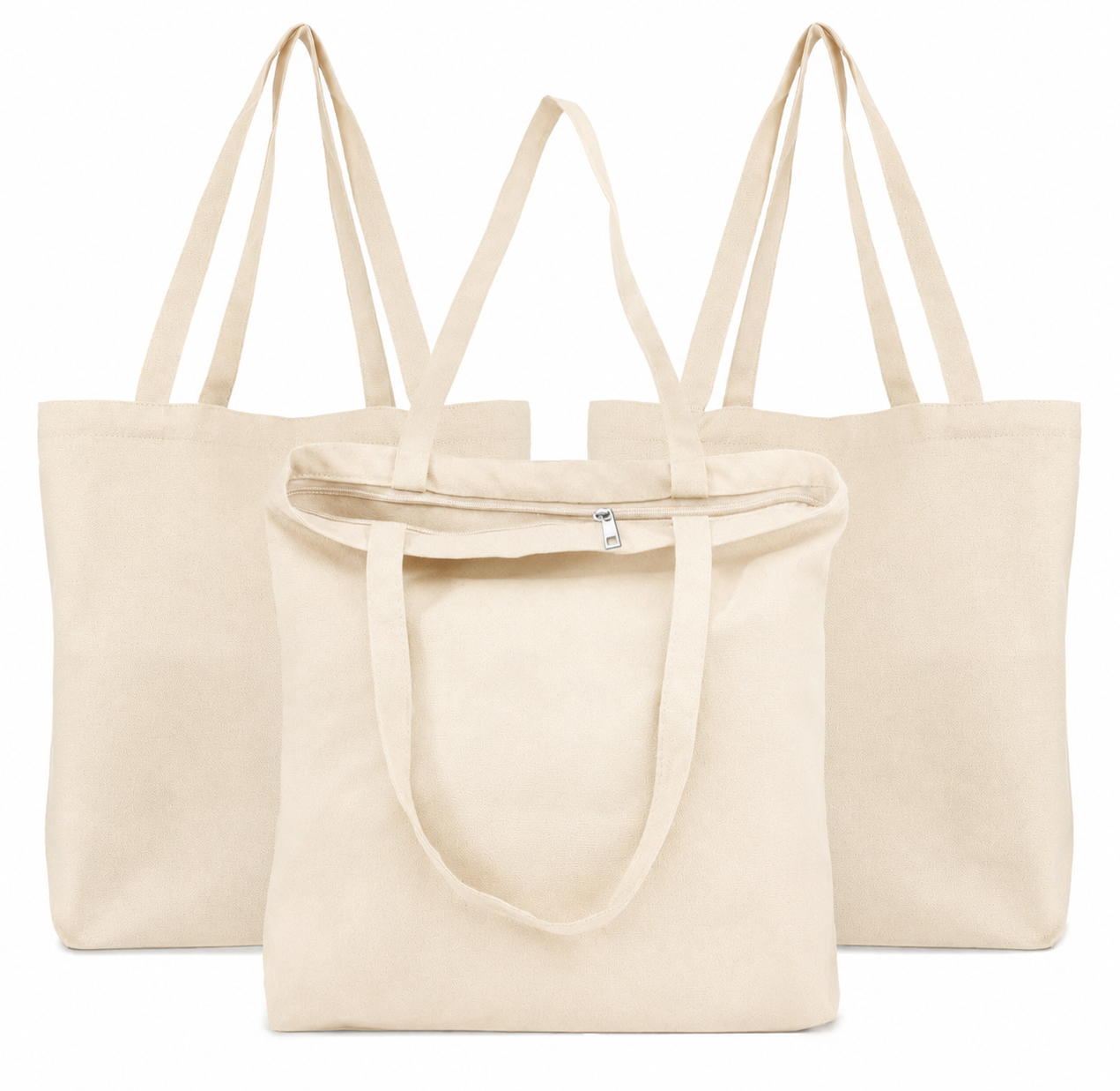 16X15 Natural Cotton Tote Light Weight with Zipper