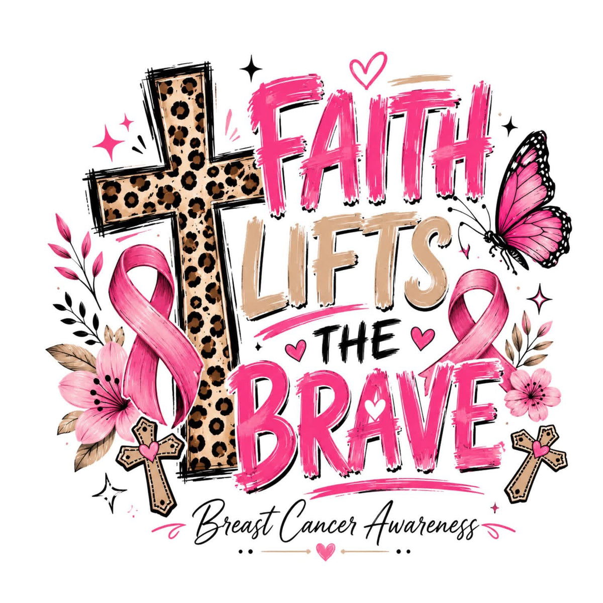 FAITH LIFTS THE BRAVE T-SHIRT