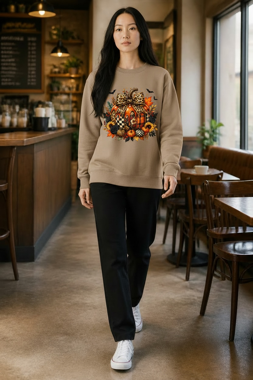 Fall & Spooky Pumpkin Crew Neck Sweater