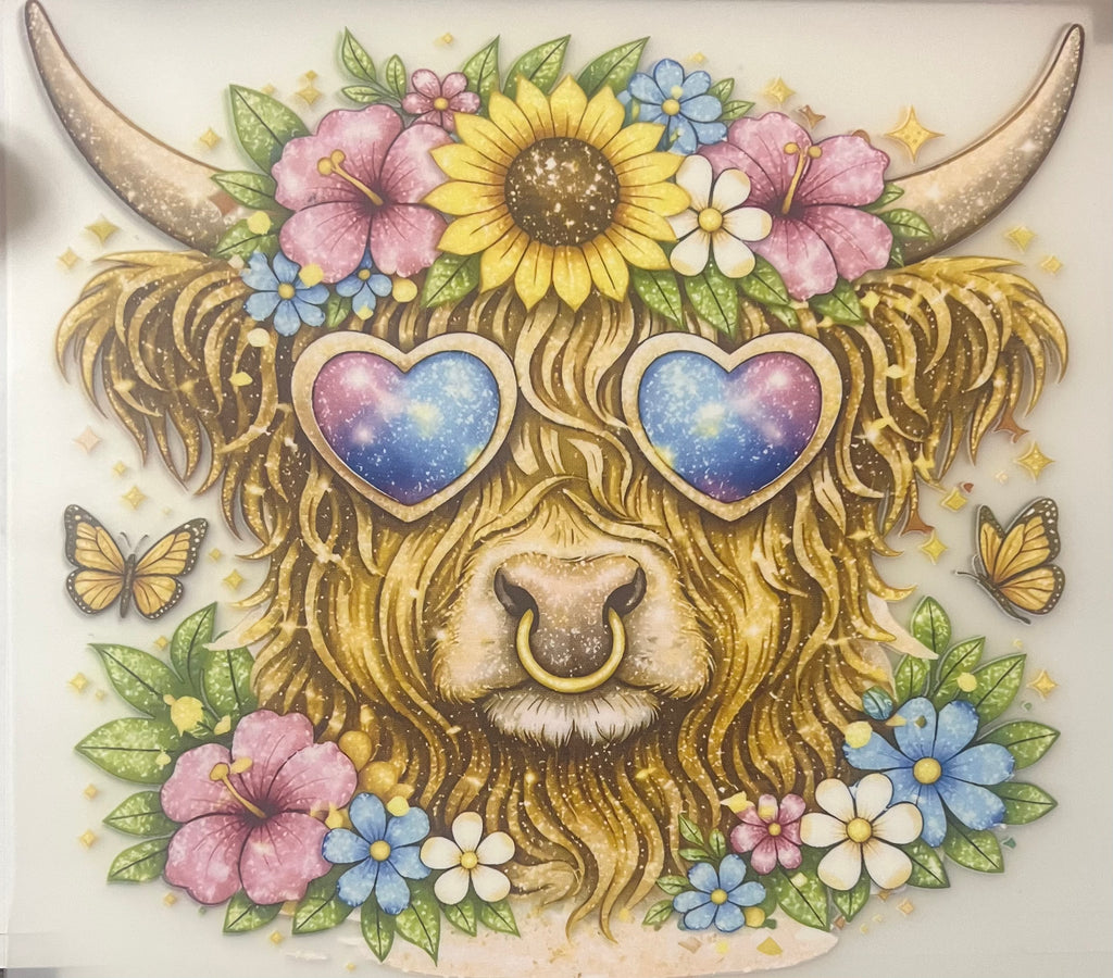 HIGHLAND COW HIPPIE CREWNECK TSHIRT