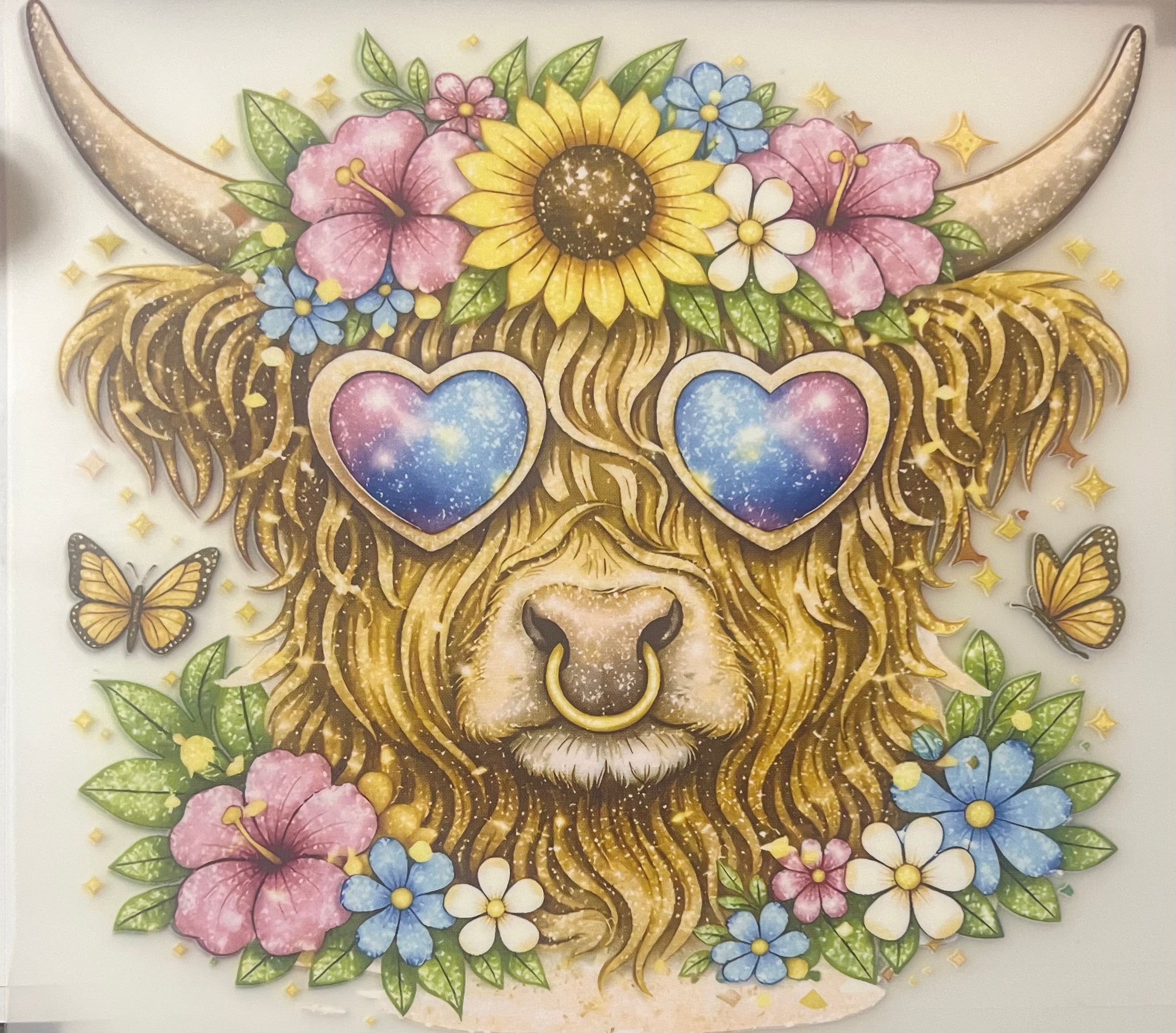HIGHLAND COW HIPPIE CREWNECK TSHIRT