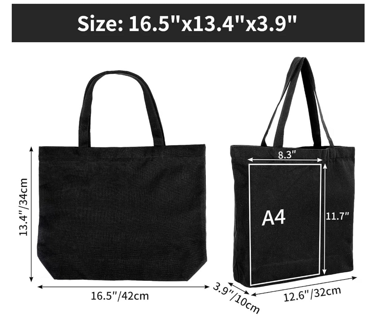 16X15 Natural Cotton Tote Light Weight with Zipper