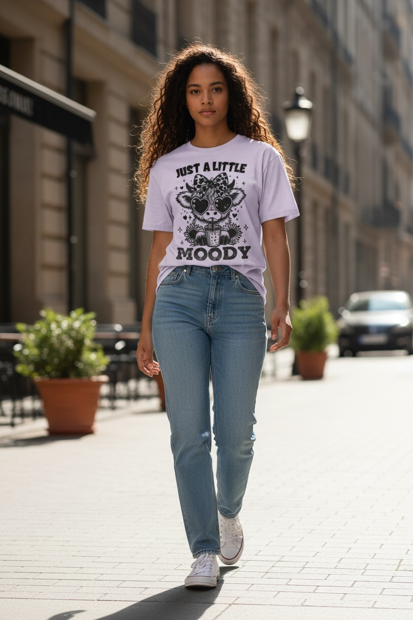 JUST A LITTLE MOODY  CREWNECK TSHIRT