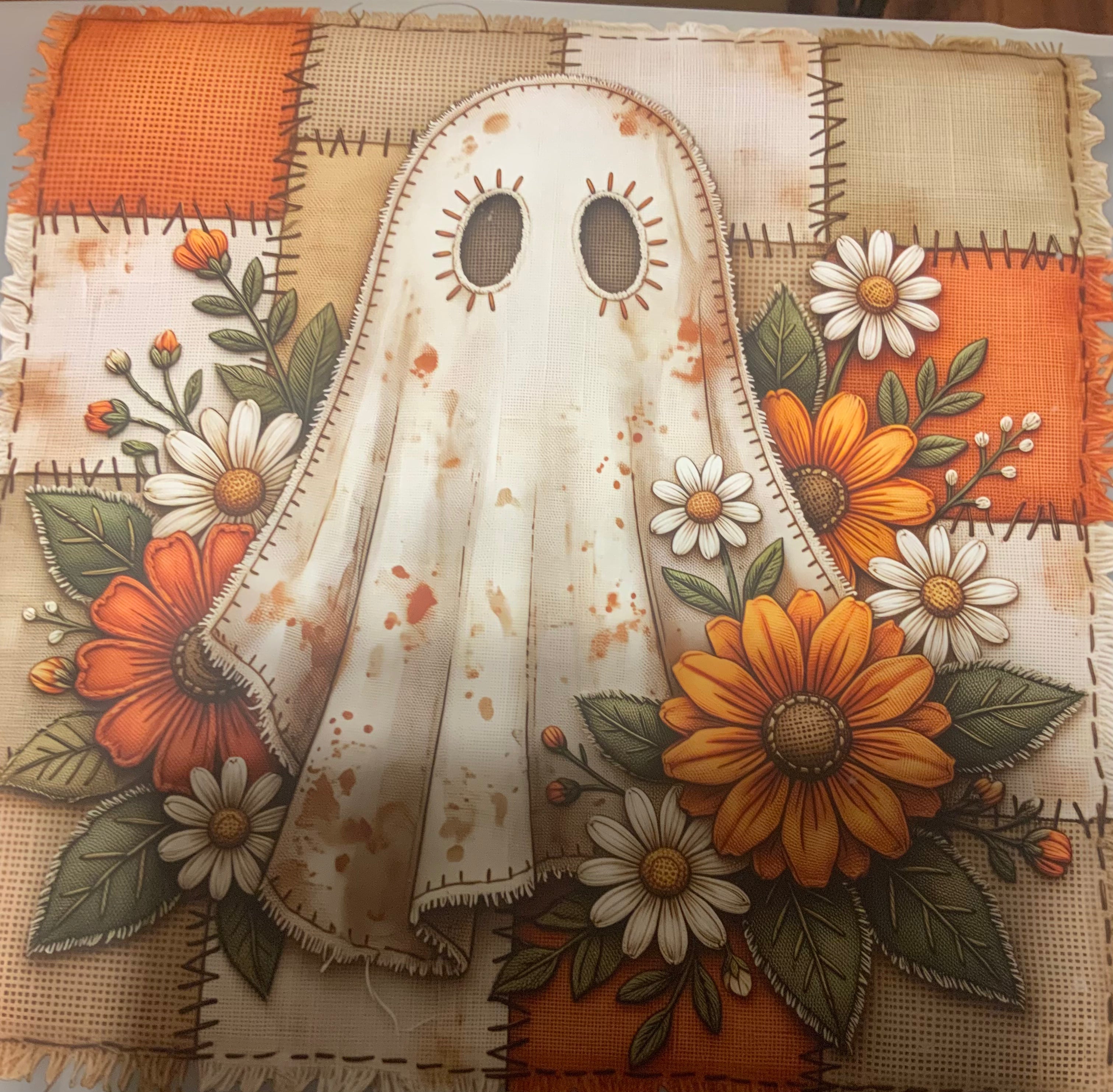 FALL PLAID GHOST W FLOWERS